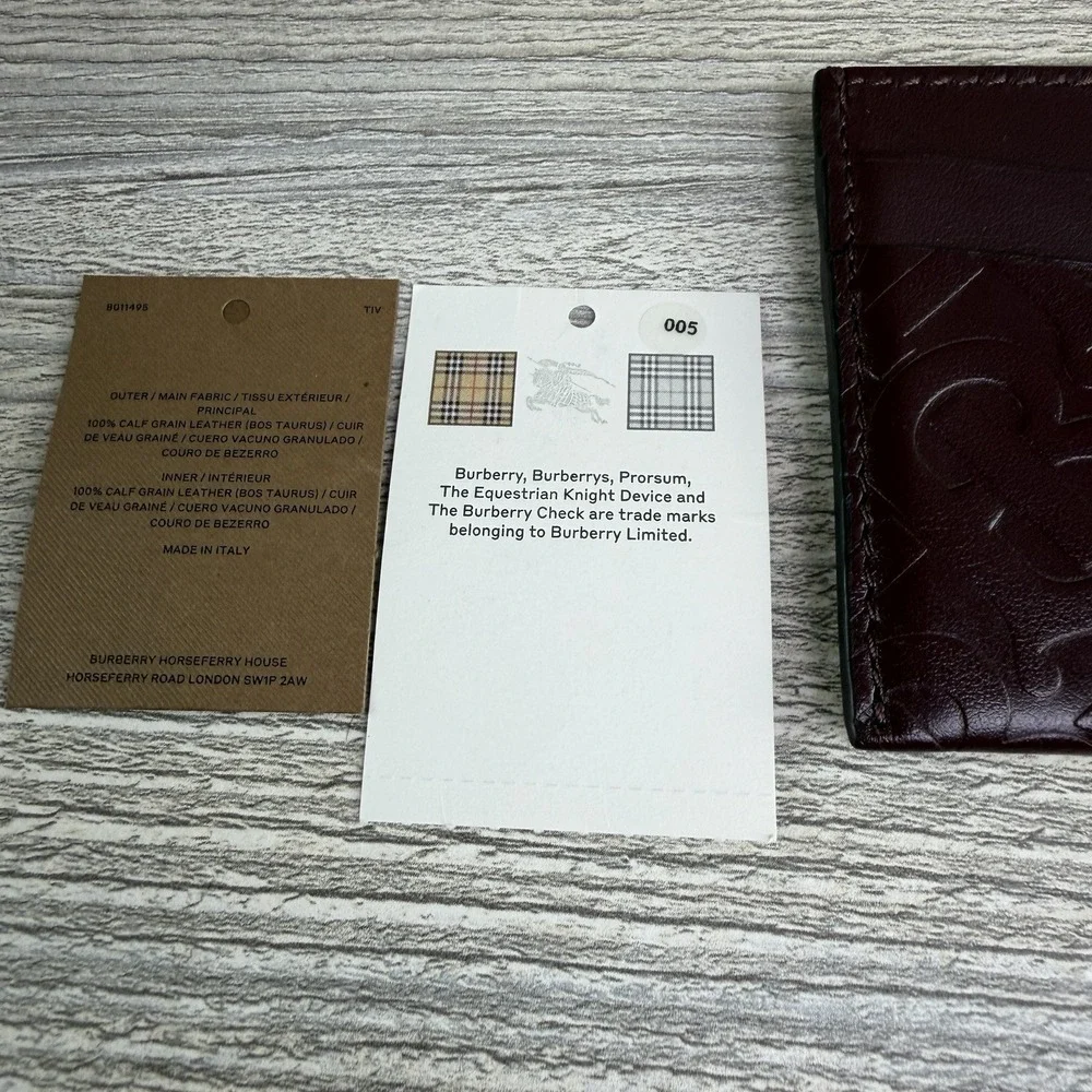 Burberry Sandon TB Monogram Calf Leather Card Holder Burgundy NWT Dust Bag